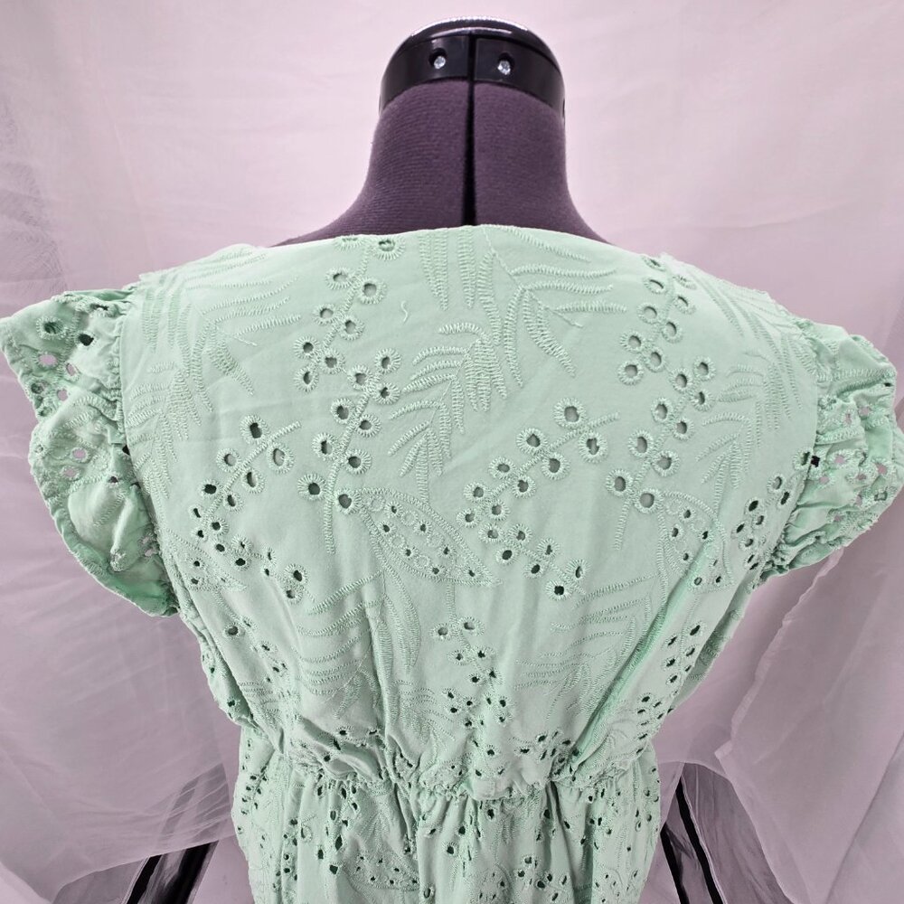 630-18 Torrid Mint Green Eyelet Ruffle Sleeve Babydoll Top Size 1 (16/18) - Picture 6 of 12